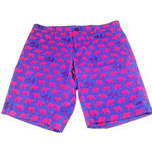 Tracy Negoshian Women's 8 Elephant Print Shorts Made in Korea Blue Pink‎
